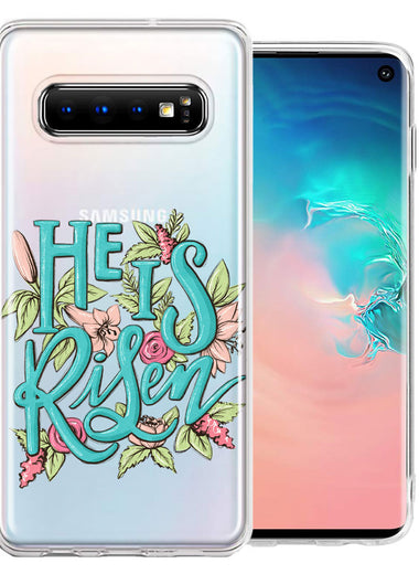 Samsung Galaxy S10 Plus He Is Risen Text Easter Jesus Christian Flowers Double Layer Phone Case Cover
