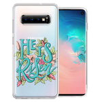 Samsung Galaxy S10 Plus He Is Risen Text Easter Jesus Christian Flowers Double Layer Phone Case Cover