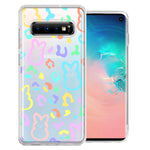 Samsung Galaxy S10 Leopard Easter Bunny Candy Colorful Rainbow Double Layer Phone Case Cover