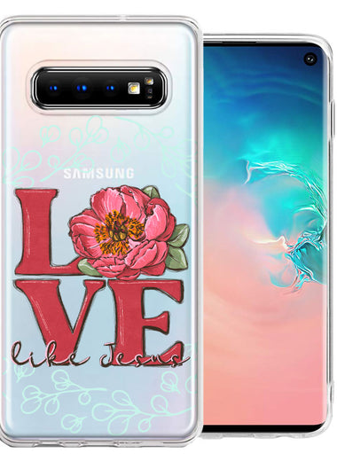 Samsung Galaxy S10 Plus Love Like Jesus Flower Text Christian Double Layer Phone Case Cover