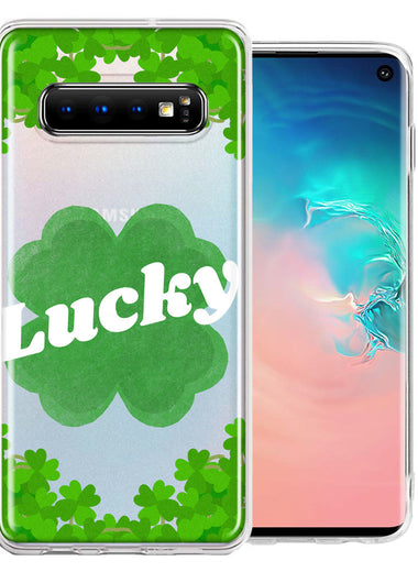Samsung Galaxy S10 Lucky St Patrick's Day Shamrock Green Clovers Double Layer Phone Case Cover