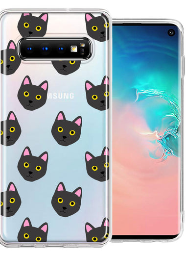 Samsung Galaxy S10 Black Cat Polkadots Design Double Layer Phone Case Cover