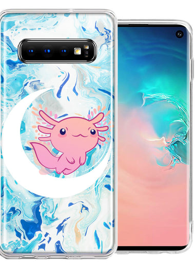 Samsung Galaxy S10 Plus Pink Axolotl Moon Mable Design Double Layer Phone Case Cover