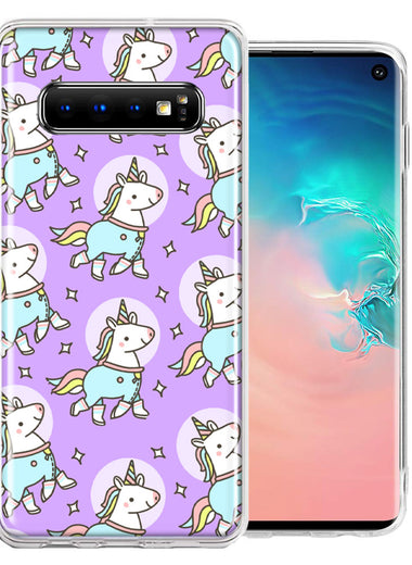 Samsung Galaxy S10 Plus Cute Unicorns Purple Design Double Layer Phone Case Cover