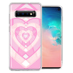 Samsung Galaxy S10 Plus Pink Gem Hearts Design Double Layer Phone Case Cover
