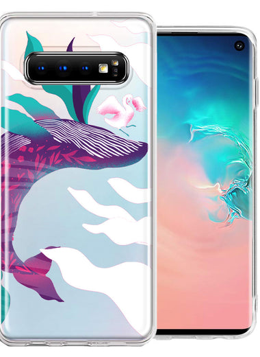Samsung Galaxy S10 Plus Mystic Floral Whale Design Double Layer Phone Case Cover