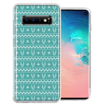 Samsung Galaxy S10 Plus Teal Christmas Reindeer Pattern Design Double Layer Phone Case Cover