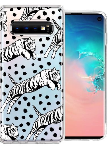 Samsung Galaxy S10 Plus Tiger Polkadots Design Double Layer Phone Case Cover