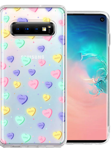 Samsung Galaxy S10 Plus Valentine's Day Heart Candies Polkadots Design Double Layer Phone Case Cover