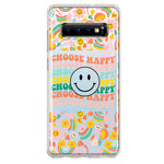 Samsung Galaxy S10 Choose Happy Smiley Face Retro Vintage Groovy 70s Style Hybrid Protective Phone Case Cover