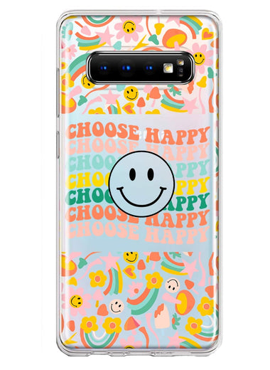 Samsung Galaxy S10 Plus Choose Happy Smiley Face Retro Vintage Groovy 70s Style Hybrid Protective Phone Case Cover