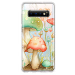 Samsung Galaxy S10 Plus Fairytale Watercolor Mushrooms Pastel Spring Flowers Floral Hybrid Protective Phone Case Cover