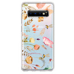 Samsung Galaxy S10 Peach Meadow Wildflowers Butterflies Bees Watercolor Floral Hybrid Protective Phone Case Cover