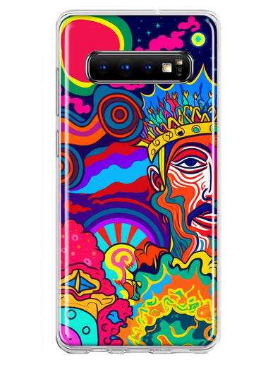 Samsung Galaxy S10 Neon Rainbow Psychedelic Indie Hippie Indie King Hybrid Protective Phone Case Cover