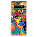 Samsung Galaxy S10 Neon Rainbow Psychedelic Hippie One Eye Pop Art Hybrid Protective Phone Case Cover