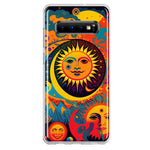 Samsung Galaxy S10 Neon Rainbow Psychedelic Indie Hippie Sun Moon Hybrid Protective Phone Case Cover