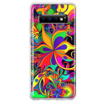 Samsung Galaxy S10 Plus Neon Rainbow Psychedelic Hippie Wild Flowers Hybrid Protective Phone Case Cover