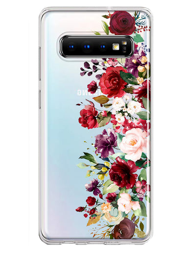 Samsung Galaxy S10 Red Summer Watercolor Floral Bouquets Ruby Flowers Hybrid Protective Phone Case Cover