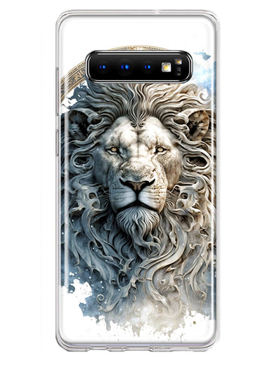 Samsung Galaxy S10 Plus Abstract Lion Sculpture Hybrid Protective Phone Case Cover