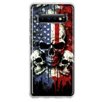 Samsung Galaxy S10 Plus American USA Flag Skulls Blue Red Double Layer Phone Case Cover