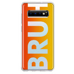 Samsung Galaxy S10 Plus Orange Red Clear Funny Text Quote Bruh Hybrid Protective Phone Case Cover