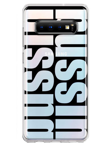 Samsung Galaxy S10 Plus Black Clear Funny Text Quote Bussin Hybrid Protective Phone Case Cover