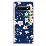 Samsung Galaxy S10 Plus Kawaii Japanese Pink Cherry Blossom Navy Blue Hybrid Protective Phone Case Cover