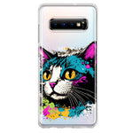 Samsung Galaxy S10 Plus Cool Cat Oil Paint Pop Art Hybrid Protective Phone Case Cover