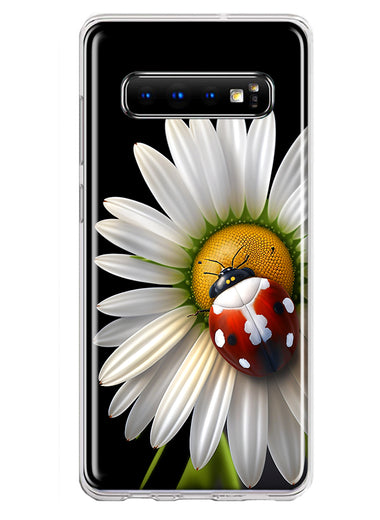 Samsung Galaxy S10 Plus Cute White Daisy Red Ladybug Double Layer Phone Case Cover