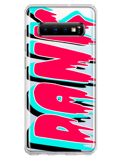 Samsung Galaxy S10 Teal Pink Clear Funny Text Quote Dank Hybrid Protective Phone Case Cover