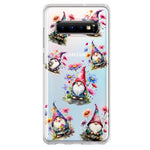 Samsung Galaxy S10 Cute Pink Purple Cosmos Flowers Gnomes Spring Floral Double Layer Phone Case Cover