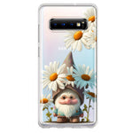 Samsung Galaxy S10 Cute Gnome White Daisy Flowers Floral Hybrid Protective Phone Case Cover