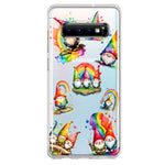 Samsung Galaxy S10 Colorful Neon Glow Rainbow Gnomes Painting Hybrid Protective Phone Case Cover