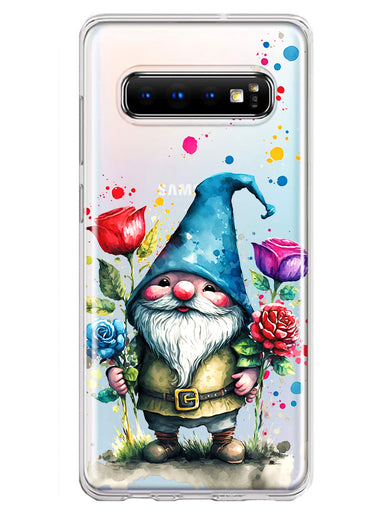 Samsung Galaxy S10 Gnome Red Purple Blue Roses Garden Hybrid Protective Phone Case Cover