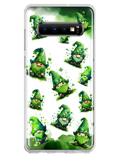 Samsung Galaxy S10 Gnomes Shamrock Lucky Green Clover St. Patrick Hybrid Protective Phone Case Cover