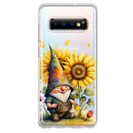 Samsung Galaxy S10 Cute Gnome Sunflowers Clear Hybrid Protective Phone Case Cover