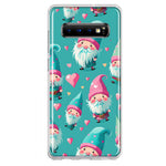 Samsung Galaxy S10 Plus Turquoise Pink Hearts Gnomes Hybrid Protective Phone Case Cover