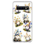 Samsung Galaxy S10 Cute White Blue Daisies Gnomes Hybrid Protective Phone Case Cover