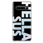 Samsung Galaxy S10 Black Clear Funny Text Quote Hella Sus Hybrid Protective Phone Case Cover