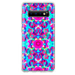 Samsung Galaxy S10 Plus Pink Blue Vintage Hippie Tie Dye Flowers Hybrid Protective Phone Case Cover