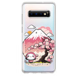 Samsung Galaxy S10 Kawaii Manga Pink Cherry Blossom Fuji Mountain Mochi Girl Hybrid Protective Phone Case Cover