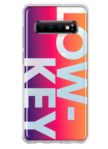 Samsung Galaxy S10 Purple Pink Orange Clear Funny Text Quote Low Key Hybrid Protective Phone Case Cover