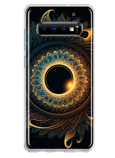 Samsung Galaxy S10 Plus Mandala Geometry Abstract Eclipse Pattern Hybrid Protective Phone Case Cover