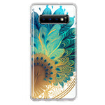 Samsung Galaxy S10 Mandala Geometry Abstract Peacock Feather Pattern Hybrid Protective Phone Case Cover