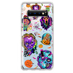 Samsung Galaxy S10 Plus Cute Halloween Spooky Horror Scary Neon Characters Hybrid Protective Phone Case Cover