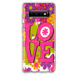Samsung Galaxy S10 Pink Daisy Love Graffiti Painting Art Hybrid Protective Phone Case Cover