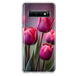 Samsung Galaxy S10 Pink Tulip Flowers Floral Hybrid Protective Phone Case Cover