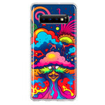 Samsung Galaxy S10 Neon Rainbow Psychedelic Trippy Hippie Bomb Star Dream Hybrid Protective Phone Case Cover