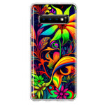 Samsung Galaxy S10 Neon Rainbow Psychedelic Trippy Hippie Daisy Flowers Hybrid Protective Phone Case Cover