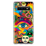 Samsung Galaxy S10 Neon Rainbow Psychedelic Trippy Hippie Multiple Eyes Hybrid Protective Phone Case Cover